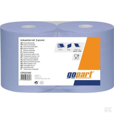 Gopart poetspapier_4 Poetspapierrol, blauw, 36cm x 370m, 2-lagig, buitenØ 300mm, reliëf