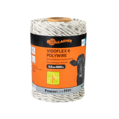 Gallagher Vidoflex 6 PowerLine wit 200m Gallagher Vidoflex 6 Powerline wit / 200 meter